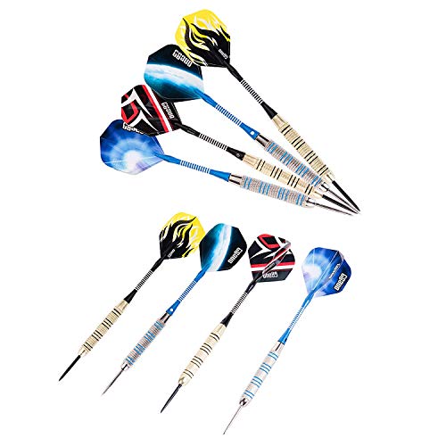 ONE80 Professional Steel Tip Darts Set in 12 Pack with Extra Flights and Shafts - style: Steel Barrel