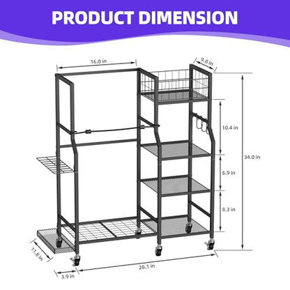 Golf Bag Stand Storage Rack with Wheels, Organizer for Golf Bags and Golf Equipment&Accessories,Ideal for Garage, Home, Golf Clubs