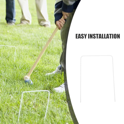 12 Pcs Metal Croquet Wickets Replacement Set, Iron Wire Croquet Gates with White Coating, Heavy Duty Lawn Game Hoops for Backyard Outdoor Family Play