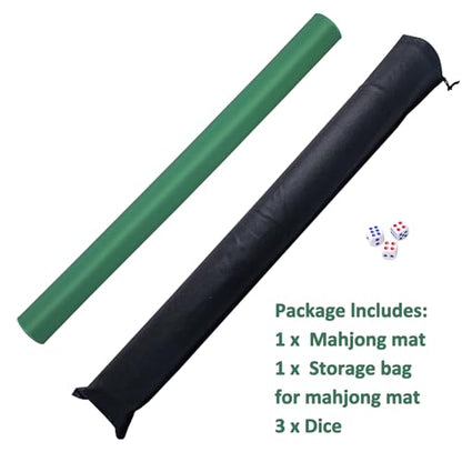 Mahjong Mat with 3 Dice, Anti Slip and Noise Reduction Table Cover for Mahjong, Poker, Card, Board & Tile Games (Green, 31.5 inches) - color: Green