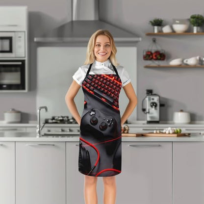 Castle Fairy Basketball Kitchen Apron - color: Gamepad Black
