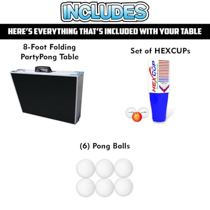 8-Foot Regulation Length Folding Table w/Optional Cup Holes, LED Lights, Custom Graphic (Choose Your Model) - color: Stars & Stripes, style: Base Model