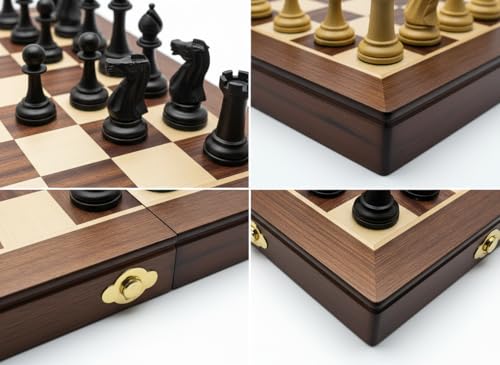 18" Wooden Chess Set,Folding Storage Wooden Chess Board Sets, Large Chess Board Sets, Premium Board Games Chess Set for Adults and Kids Chess Enthusiasts