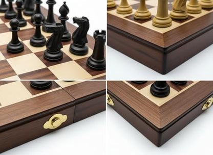 18" Wooden Chess Set,Folding Storage Wooden Chess Board Sets, Large Chess Board Sets, Premium Board Games Chess Set for Adults and Kids Chess Enthusiasts