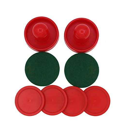2 Pcs Red Air Hockey Pushers and Air Hockey Pucks Great Goal Handles Paddles Replacement Accessories for Game Tables
