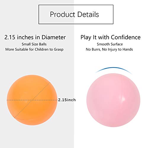 MoonxHome Ball Pit Balls for Toddlers, BPA Free Crush Proof Plastic Toy Balls for Ball Pit, Children's Pool Water Toys, Macaron Ocean Balls for Play Tent 2.15 Inch Pack of 100 200 500 800 1000 - color: A-light Gray