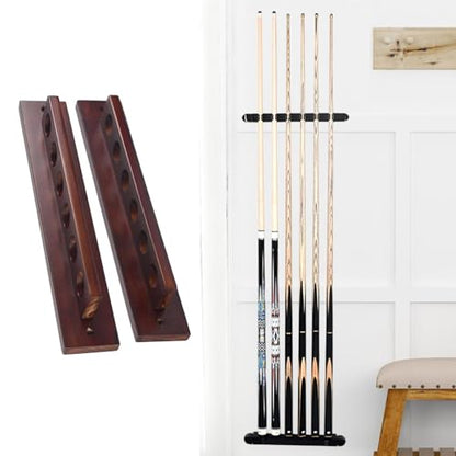 Yiju Billiards Pool Holder Wall Mounted Wood Cue Rack Pool Cue Storage Organizer Billiards Rod Holder Sturdy Wooden Material Suitable for Game Room Pool Ba