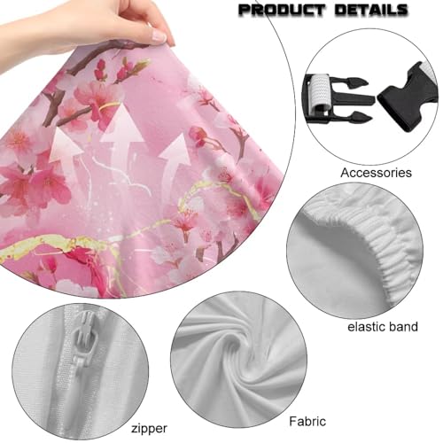 Suobstales Cherry Blossom Marble Pattern Gaming Chair Cover with 2 Armrest Covers, Non Slip Game Chair Cover with Zipper, Dustproof Washable Gaming Chair Seat Cover, Set of 4 - color: Cherry Blossom Marble