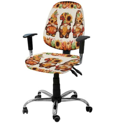 Savannan Office Chair Cover, Farm Gnome Autumn Pumpkin Protective Stretch Elastic Universal Cover for Desk Task Chair,Computer Rotating Chair 1 Pcs Watercolor Sunflower Stripe