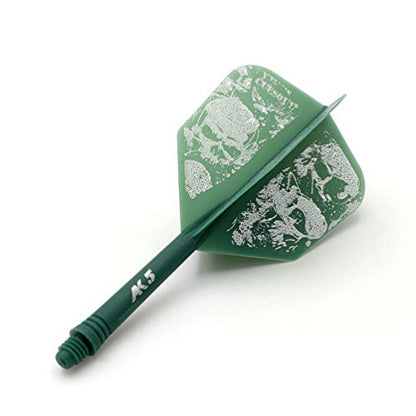 CUESOUL 6 Pieces ROST Integrated Dart Shaft and Flights - color: Shaft Length 28mm-Big Wing Shape-Green Skull