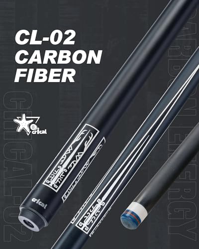 CRICAL Carbon Fiber Pool Cue Stick 58" Billiard Cue Sticks Professional Low Deflection Pool Sticks with 3/8 * 8 Pin Joint and 12.5mm Tip - color: 002-CL02