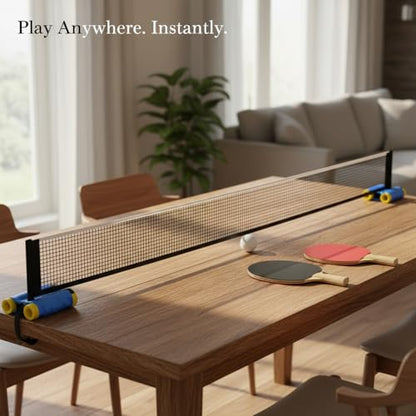 Retractable Table Tennis Net Set, Clamp-On Ping Pong Net for Standard Tables, Portable Polyester Mesh with Quick Setup - color: Blue