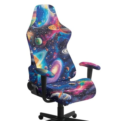 Cosmos Computer Gaming Chair Cover 4 Piece Stretchable Elastic Fit Cat Scratch Proof Gaming Chair Seat Cover Non Slip Breathable Washable Slipcover with Armrest Protection for Game Room - color: Colorful Cosmos