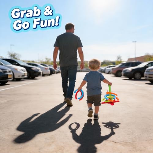 9.65" Horseshoes Ring Toss Game Set Includes 8 Horseshoes for Outdoor and Indoor Camping Backyard Beach Party
