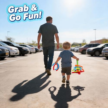 9.65" Horseshoes Ring Toss Game Set Includes 8 Horseshoes for Outdoor and Indoor Camping Backyard Beach Party