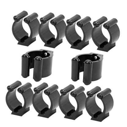 POPETPOP 10pcs Wall-Mounted Pole Clip Sturdy Fishing Rod and Pool Holder Plastic Rack Secure Locking Mechanism Efficient Storage for Cues and Rods Space-Saving Design