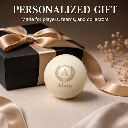 Custom Personalized Pool Ball Laser Engraved Billiard Ball Gift 2.25 Inch Standard Size Polyester Resin Desk Display Optional Ball Stand Add-On White - color: White