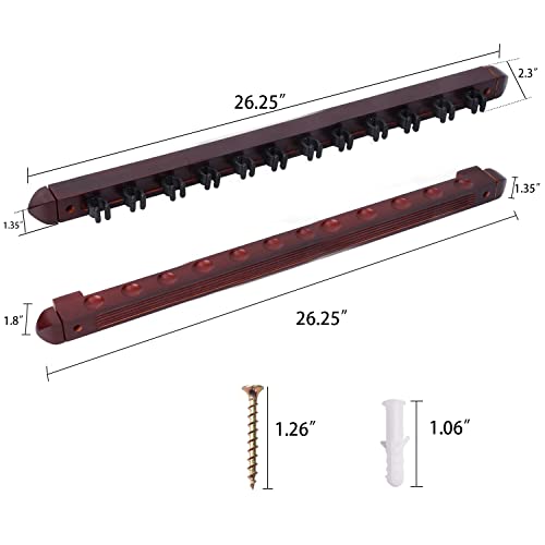 GSE Games & Sports Expert 2-Piece 6/8/12 Billiard Pool Cue Rack Wall Mounted Holders, Billiard Cue Sticks Wall Rack Set - style: 12 Cue - Mahogany