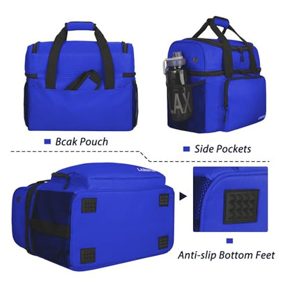 LARIPOP 2 Ball Bowling Bag Double Bowling Ball Carrier with Padded Holder, Shoe Compartment for Men Women Bowling League & Tournament - color: TR Blue