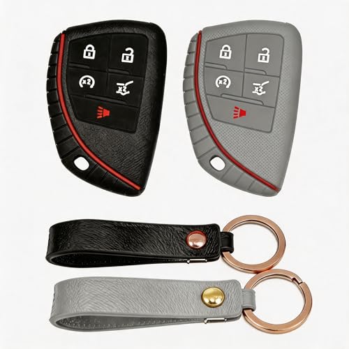 Silicone Key Fob Cover 2 Pack, Key Protector - 360° Key Protection Case for Chevrolet 2020-2026 Trailblazer/Equinox/Malibu, Anti-Scratch Silicone Key Cover (Black/Gray) - color: Black/Gray