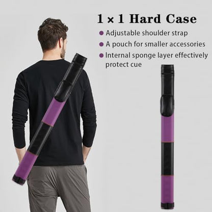 Billiard/Pool Cue Hard Cases, Cue Case 1 Stick 2 Holes,Holds 1 Complete 2-Piece 58 Inches Cue Sticks,Deluxe Hard Billiard Pool Cue Stick Carrying Case,Pool Billiards Accessories - color: Purple