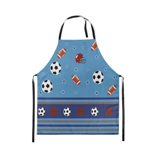 Manfei Ball Sports Kids Kitchen Apron - color: Navy Blue Orange