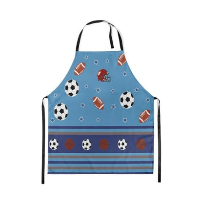 Manfei Ball Sports Kids Kitchen Apron - color: Navy Blue Orange