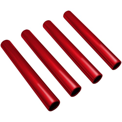 Aluminum Alloy Field Relay Batons for Track and Athletes Runners Outdoor Running Sports Events Baton Race Stick Smooth Hollow Tube Lightweight Durable Design Multi-Color - color: 4Pcs-Pleasant Red