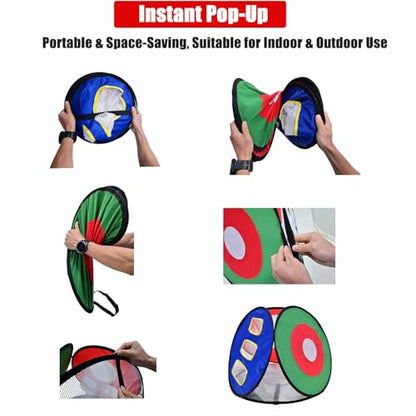 4-in-1 Pop Up Golf Chipping Net – Versatile 4-Sided Design for All Training Scenarios, Portable Indoor/Outdoor Practice Kit, Easy Setup Gift for Golfers & Beginners - size: only 1 4-in-1 Net, style: Only Golf Net