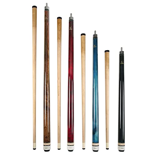 ASKA Short Pool Cue Sets, Canadian Maple Billiard Cue Sticks, 13mm Tip, 5/16x18 Joint, Multi-Set Options for Home & Game Rooms - style: Set of 4 Cues, LCSN4