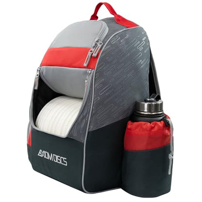 Axiom Discs Shuttle Disc Golf Backpack Bag (Choose Your Style and Color) - color: Dark Gray/Red, style: With Velcro Side Panel