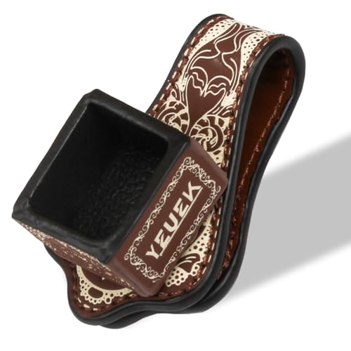 Leather Magnetic Chalk Holder,Portable Pool Cue Chalk Holder with Fixed Clip,Silent Chalk Holder Pool Billiards,Pool Cue Chalk Case for Square Pool Billiards Pool Table Accessories - color: Brown