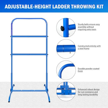 2PCS Ladder Toss Ball Game Set with Score Tracker, Adjustable Height (42.5''-53.5'') Portable Foldable Metal Frame & Stable Tripod Base with Carry Bag for Outdoor Backyard, Camping, Yard, Beach, Lawn