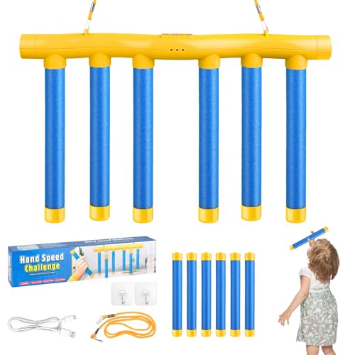 EVOCKAY 2026 Reflective Drop Stick Challenge Game - Hand-Eye Coordination Reflex Training Toy with 3 Adjustable Speed Modes - Engaging Catching Sticks Game for All Ages - color: Blue