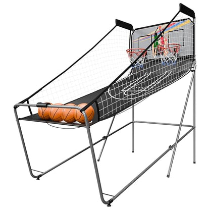 Basketball Arcade Game Shot Creator Indoor Foldable Electronic Double Shootout Sport Game Official Home Dual Shot Basketball 2 Player with 4 Balls (Black Silver) - color: Black Silver