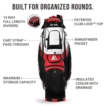 ASK ECHO T-Lock Golf Cart Bag, Quiet 14-Way Full-Length Divider - color: White