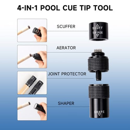 GSE Games & Sports Expert Billiard Pool Cue Tip Tool, Stick Scuffer/Shaper/Aerator/Joint Protector Tool, Billiard Accessories - style: 3-in-1 Tool with 5/16-18 Joint Protector