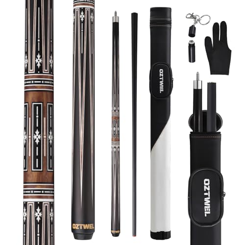 Pool Cue Stick with Case, 12.8mm Glass Fiber Pool Cue Stick, Pool Cue Kit, 58" Professional Pool Cue Set with Gloves, Aerator, 19 Oz - color: Brown