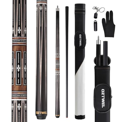 Pool Cue Stick with Case, 12.8mm Glass Fiber Pool Cue Stick, Pool Cue Kit, 58" Professional Pool Cue Set with Gloves, Aerator, 19 Oz - color: Brown
