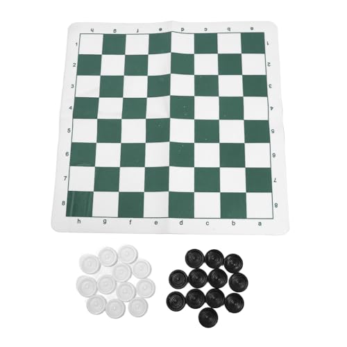 Outdoor Checkers, Folding PU Leather Camping Games Checkers Set with 24 Pieces for Kids Adults Family Picnics Parties Lawn BBQ (Green) - color: Green