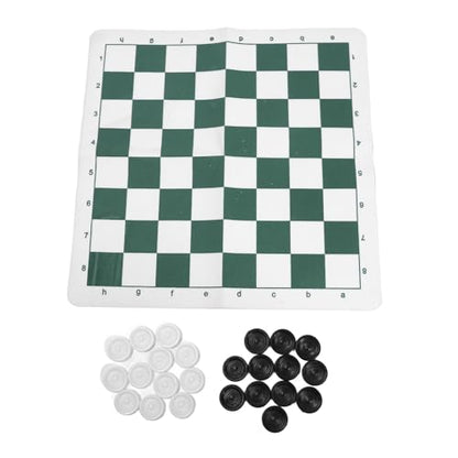 Outdoor Checkers, Folding PU Leather Camping Games Checkers Set with 24 Pieces for Kids Adults Family Picnics Parties Lawn BBQ (Green) - color: Green