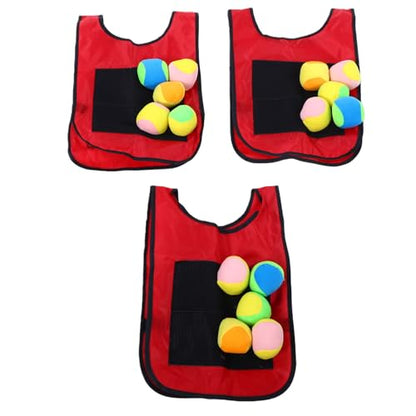 RiToEasysports Dodges Balls for Kids,3 Pack Self Adhesive Jersey with 15 Soft Foam Balls for Outdoor Indoor Interactive Kids Games