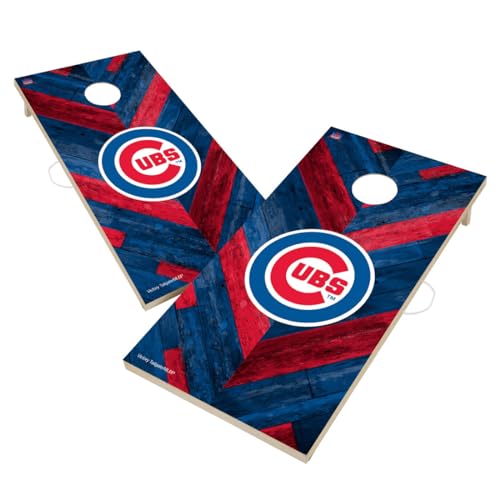 Baseball Themed Cornhole Boards, 2x4 Regulation Pro Cornhole Board Set, Officially Licensed Cornhole Boards, Perfect for Tailgates - color: Chicago, size: 1. NO Fun Accessories