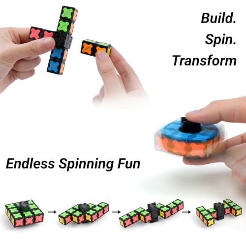 TOSY Magnet Fidget Spinner Mini - 8 Blocks, 3in1 Toy: Transformable Fidget Spinner, Infinity Cube, 2x2 Puzzle Cube, Easter Basket Stuffers Gift for Kids/Adult, STEM Sensory Stress Relief Toy, 2-Pack - color: Mini a (Set of 2)