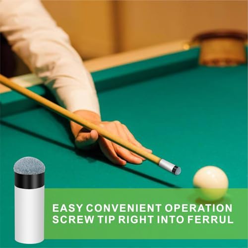 20pcs Screw-in Pool Cue Tips & Ferrules Set – No Glue Needed, Universal Fit for 12mm/13mm Cues, Leather Tip with Plastic Ferrule for Easy Replacement