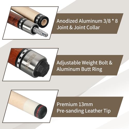 GARSEN Pool Cue Stick 58 inch 18 oz 19 oz 20 oz 21 oz Billiard House Bar Pool Stick - color: Maple Brown