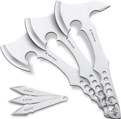Professional Throwing Axe Set, 6 Pack 11.5" Stainless Steel Throwing Axes - Axe Throwing Game, Competition & Target Practice, Tomahawk Hatchets with Nylon Sheath - style: Blank Stainless Steel