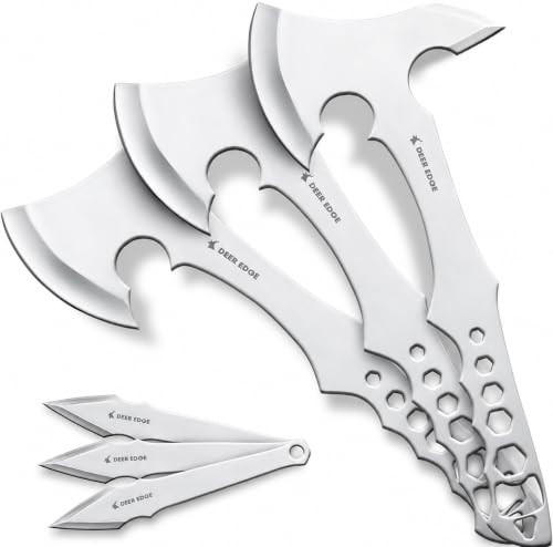 Professional Throwing Axe Set, 6 Pack 11.5" Stainless Steel Throwing Axes - Axe Throwing Game, Competition & Target Practice, Tomahawk Hatchets with Nylon Sheath - style: Blank Stainless Steel