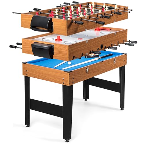 KOTEK Multi Game Table, 3 in 1 Gaming Table w/Foosball, Billiard & Slide Hockey, Combo Game Table for Home, Game Room, Bars, Party, Family Night