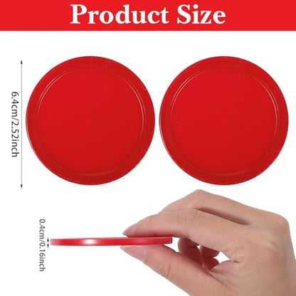 JJUNW 10PCS Mini Air Hockey Table Pucks, 2.5 in Air Hockey Puck Replacement, Durable Puck and Paddles Game Tables Accessories Compatible with Standard Pushers and Goals - color: red